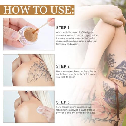 Tattoo Cover Up Makeup Waterproof - 2 Colors Adjustable Tattoo Concealer for Tattoos, Scars, Spots & Vitiligo - Sweatproof Cover Up Concealer for All Skin Tones - Image 4