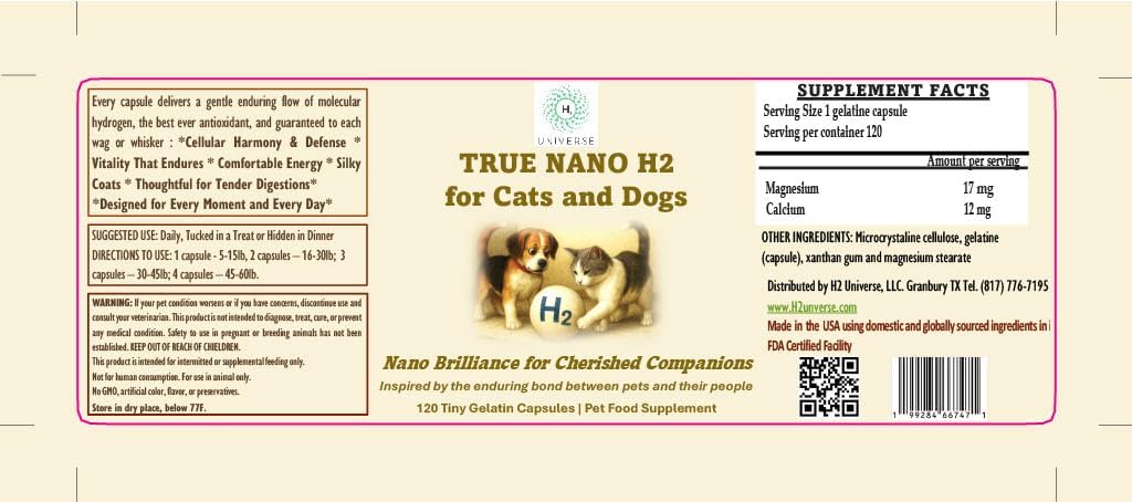 True Nano H2 pet supplement antioxidant support packaging