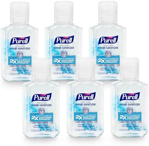 Purell Advanced Hand Sanitizer Refreshing Gel, Clean Scent, 2 fl oz Travel Size Flip Cap Bottle (Pack of 6) – 3155-04-EC - Image 1