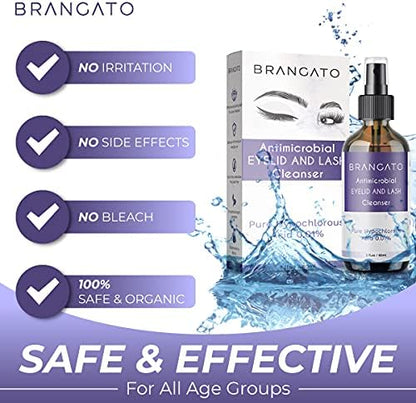 Close up of the spray nozzle on Brangato eyelid cleanser for blepharitis treatment.