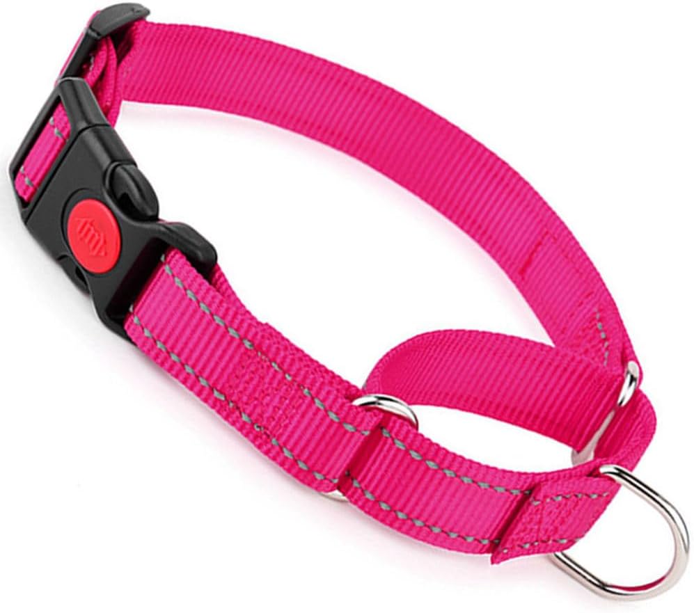 Cyhaen martingale dog collar front view in vibrant hot pink color