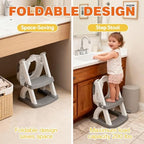 Close up of the adjustable height hole positions on the SKYROKU premium toddler ladder.