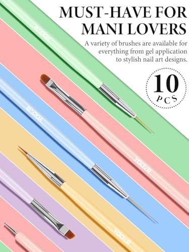 Close up of Yoovr nail art liner brushes for detail painting
