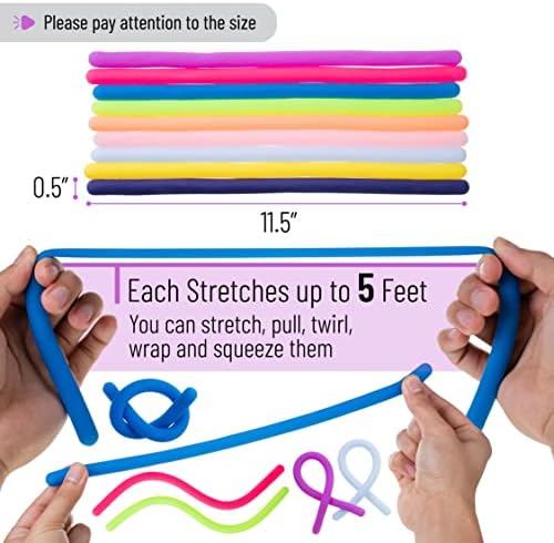 Durable flexible monkey noodle sensory toy close up