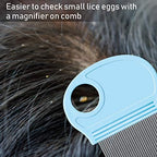 Magnifying glass handle on nit comb for better visibility