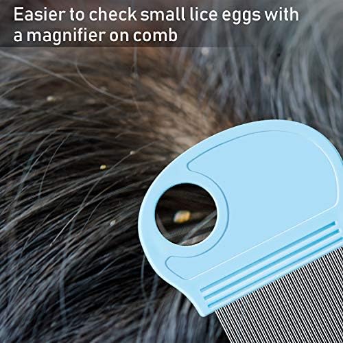 Magnifying glass handle on nit comb for better visibility