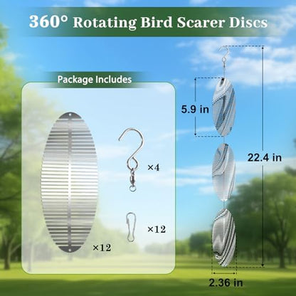 Ngdiluxury 3D reflective bird scare device hanging in garden