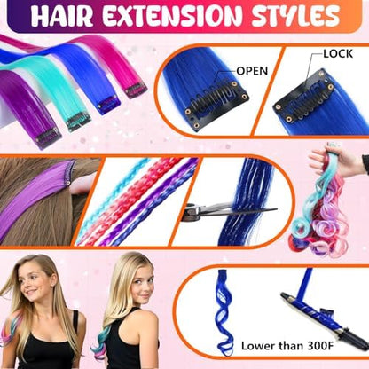 Top view of hair chalk and glitter styling kit