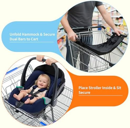 Top view of baby shopping cart hammock interior