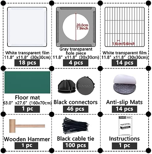DINMO Small Animal Playpen with Oxford Mat, 24 inches Height, Pet Exercise Fence, Home Protector, Iron Mesh and Plastic Combination, Visualization, DIY, Games Hole Series, 60.2 x 24.8 x 24.8inch - Image 7