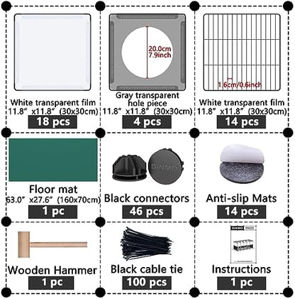 DINMO Small Animal Playpen with Oxford Mat, 24 inches Height, Pet Exercise Fence, Home Protector, Iron Mesh and Plastic Combination, Visualization, DIY, Games Hole Series, 60.2 x 24.8 x 24.8inch - Image 7