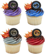 Close up of monster truck tire cupcake toppers