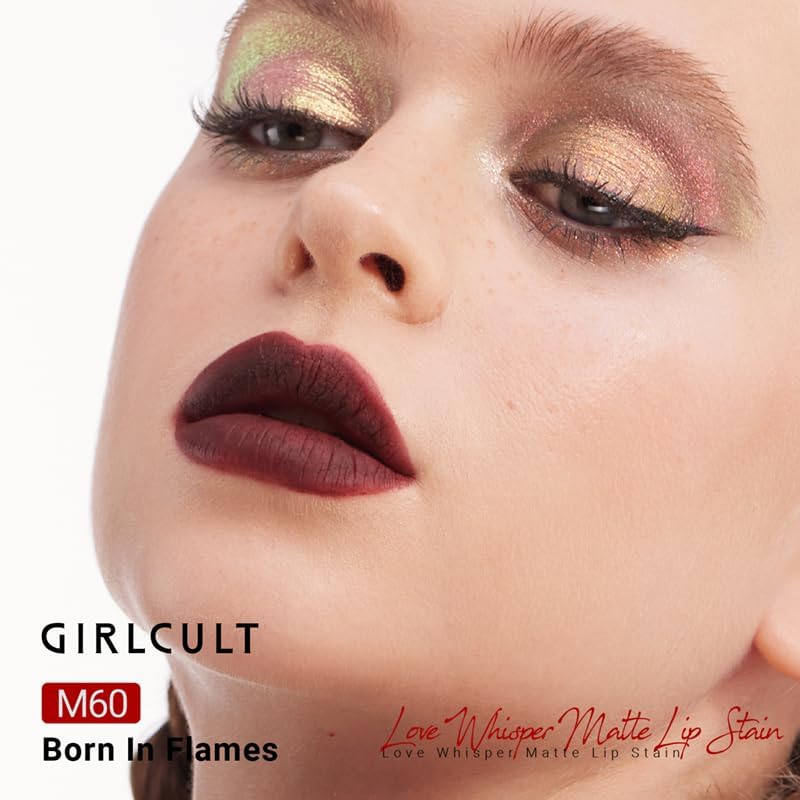 GIRLCULT Matte Lip Stain â€“ Lightweight Velvet Lip Tint, Long Lasting Liquid Lipstick, Transfer Resistant, Non-Drying & Smudge Proof Formula (M60) - Image 4