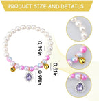 Side view of Ancnoz colorful pearl charm collar for puppy dress wear.