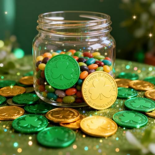 Close up view of the raised shamrock design on NEWHOOK Irish coins