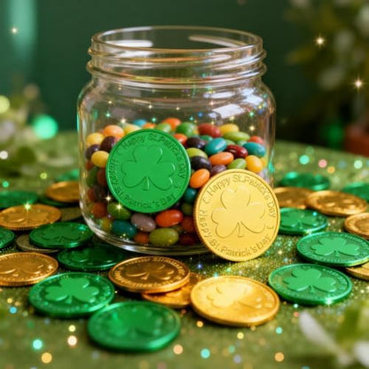Close up view of the raised shamrock design on NEWHOOK Irish coins