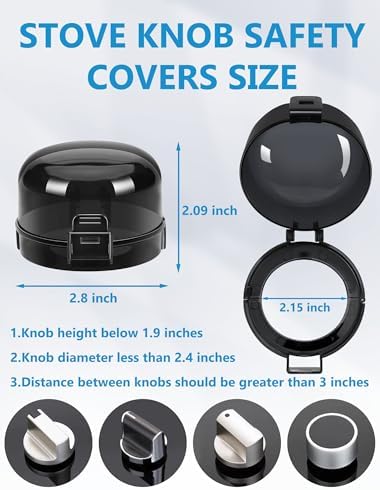 Black heat resistant gas stove knob locks for child safety