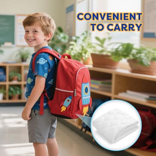 Comfyanno white daycare cot sheet showing the smart corner cut out design for stackable cots
