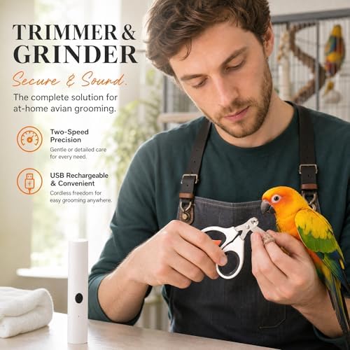 Quiet motor pet trimmer being adjusted for parakeets and lovebirds claw maintenance