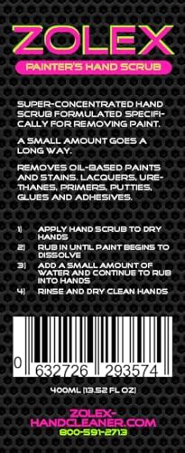 Close up of Zolex Painters Hand Scrub squeeze bottle packaging