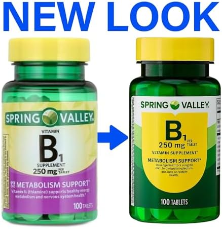 Spring Valley Thiamine 250mg dietary supplement bottle back nutrition label