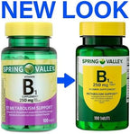 Spring Valley Thiamine 250mg dietary supplement bottle back nutrition label
