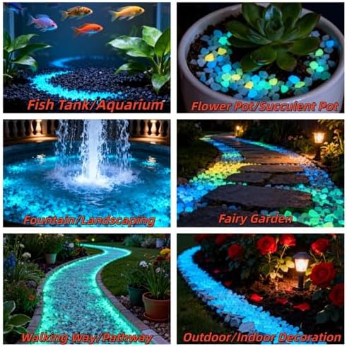 Emineyo 1 pound pack of sky blue glow in the dark gravel
