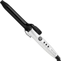 Revlon Crystal C Ceramic Hair Curling Iron front view displaying the white barrel and digital temperature screen.