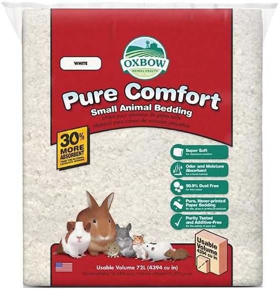 Oxbow Pure Comfort Small Animal Bedding, Odor & Moisture Absorbent Litter for Bunny Litter Box, Low Dust Bedding for Guinea Pig Cage, White Paper, 36 Liter Bag - Image 13