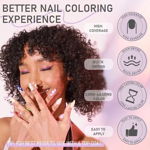 Nail design created with 12 color art pens