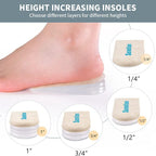 Adjustable silicone shoe lifts showing removable layers for customizable height increase.