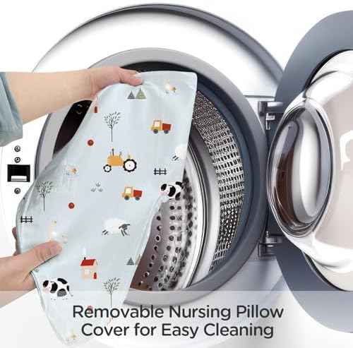 Little Grape Land nursing pillow showing removable machine washable cover