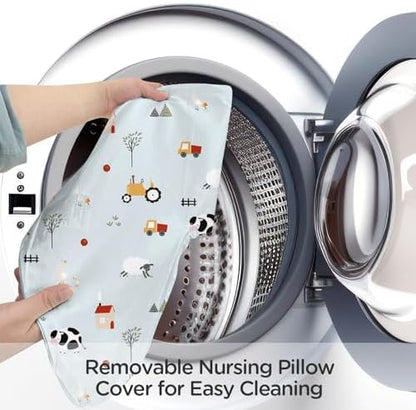 Little Grape Land nursing pillow showing removable machine washable cover
