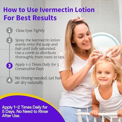 Shunniub Ivermectin 0.5 percent lice treatment application instructions label