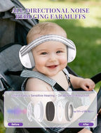 Baby wearing Hoigrbom noise cancelling earmuffs