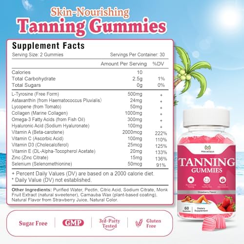 Two pack bundle of RE/SKIN melanin tan gummy chews for women containing astaxanthin and beta carotene.