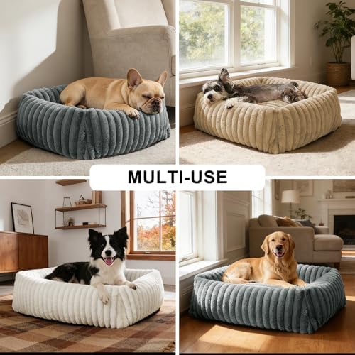 FURTIME Dog Bed for Small Dogs, Washable Orthopedic Dog Cat Bed with Removable Cover, Rectangle Soft Calming Sleeping Puppy Bed Durable Pet Cuddler with Anti-Slip Bottom, Grey, S (20"x19"x6") - Image 5
