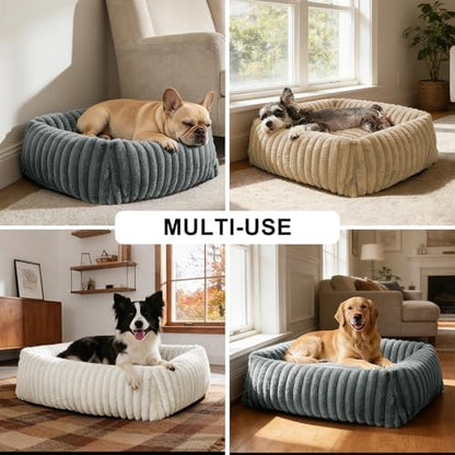 FURTIME Dog Bed for Small Dogs, Washable Orthopedic Dog Cat Bed with Removable Cover, Rectangle Soft Calming Sleeping Puppy Bed Durable Pet Cuddler with Anti-Slip Bottom, Grey, S (20"x19"x6") - Image 5