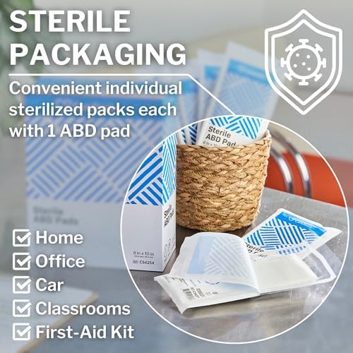 Two packs of twenty four count CareStock sterile first aid pads arranged together.