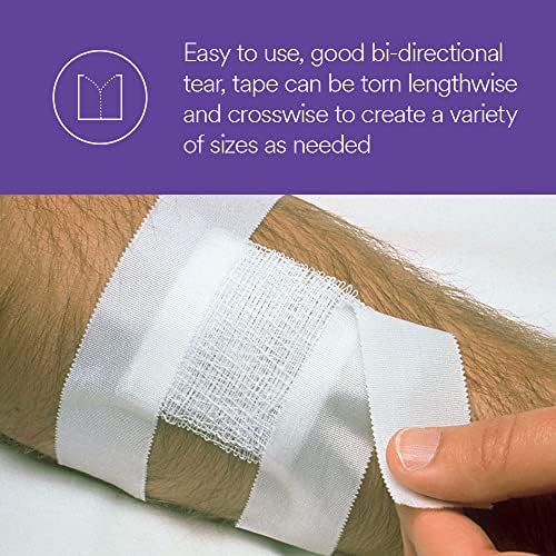 Side profile of the 3M Durapore high strength surgical tape pack displaying the official product dimensions and model details.