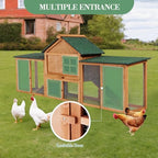 Garvee 80 in Wooden Rabbit Hutch, Outdoor Chicken Coop, Bunny Hutch Guinea Pig Pet House Bunny Cage with Double Side Runs, Weatherproof Roof, Removable Tray, Ramps for Small Animals - Image 4
