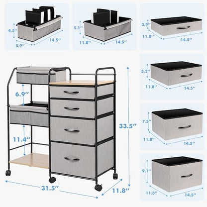 Fabuday diaper trolley side profile displaying the mesh storage pockets and hanging side bins.