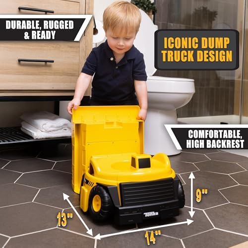 Tonka 2-in-1 potty chair with splash guard exposed