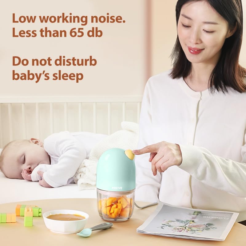 DAKONG single serve baby chopper showing the simple push down operation mechanism with the top yellow knob control.