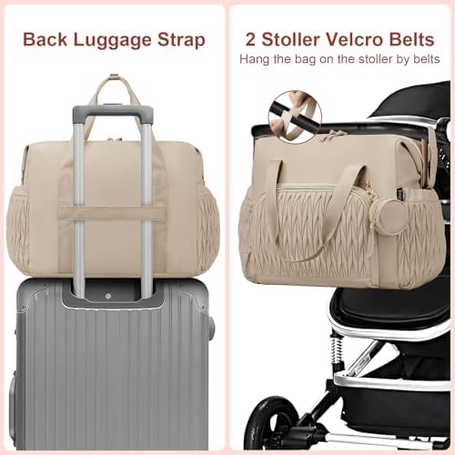 Bagsmart Yorige diaper tote bag side view with wipe pockets