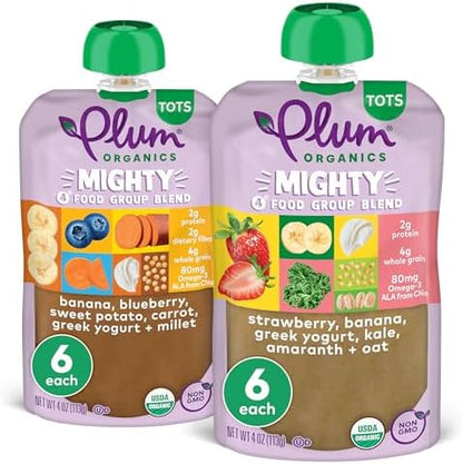Back view of Plum Organics Mighty 4 nutritional information