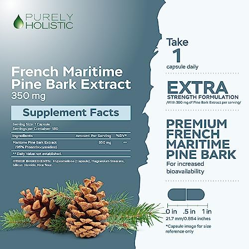 Purely Holistic 350mg pine bark extract vegan capsules packaging overview