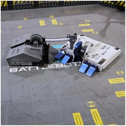 Close up of BattleBots arena with pulverizing hammer hazard