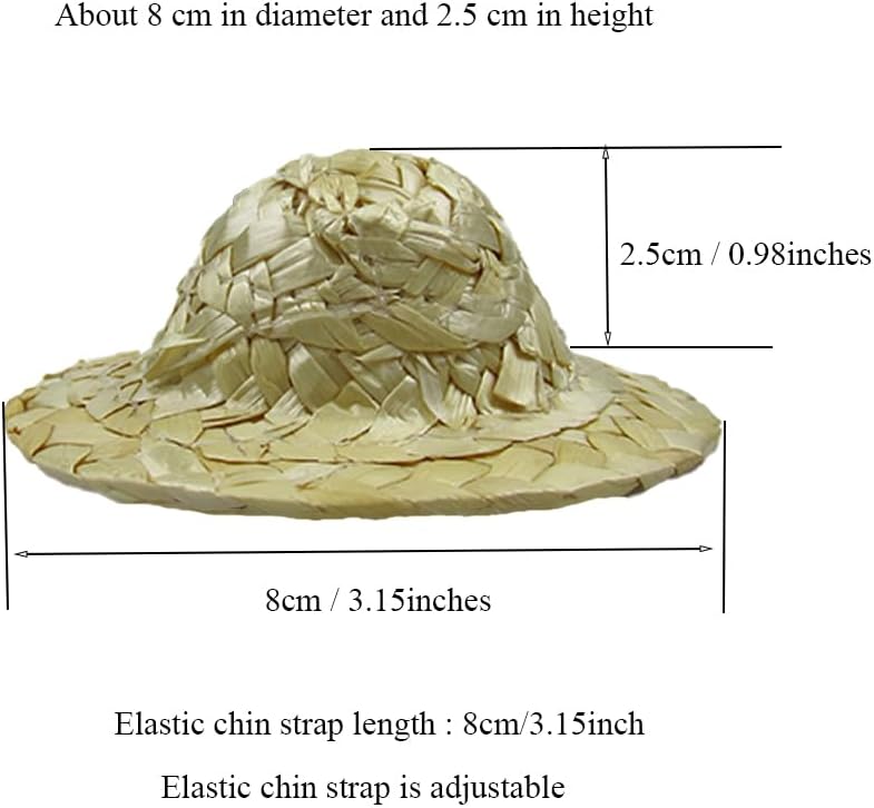 Three pieces mini straw helmets with adjustable elastic straps for hens