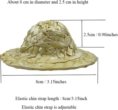 Three pieces mini straw helmets with adjustable elastic straps for hens